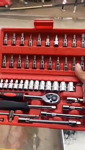 46 PCS Kit Tool Box Socket Wrench Set Car Motorcycle Repair Set with