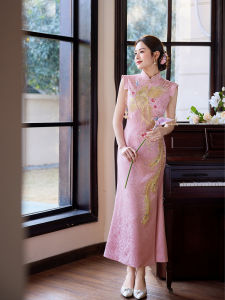 New Chinese Style Bridal Long Dress Silk Phoenix Embroidery