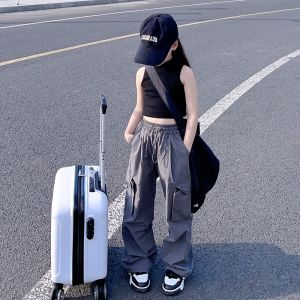 Kids Hip Hop Joggers Pants Teenage Straight Baggy Sweatpants Girls Streetwear Cargo Trousers Spring Vintage Casual Pants