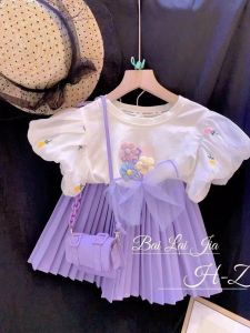 Sét váy bé gái tay bồng thêu hoa