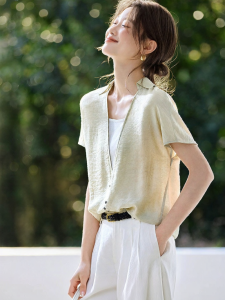 MOHANYIMEI | Breathable Faux Layer Splicing V-Neck Casual Short Sleeve Shirt