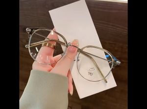 CHARMRAY TR90 Anti Radiation Eyeglasses for Women Men Round Frame Replaceable Lenses