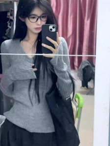 HUOLISI | Trendy Slim Fit V-Neck Long Sleeve Knitwear Women