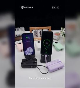 PX140 - Powerbank LENYES PX-140 10000mAh Built In Cable 4 In 1 Digital Display Indicator Mini Portable Power Bank