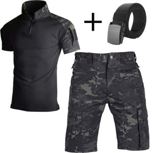Outdoor Cargo Set Military Men Tactical Shorts Sets Summer Mountain Urban Shorts Trekking Camp Pants Multi Pocket Bike Hiking