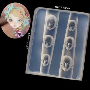 DIY Cute Small Doll Face Shaped Manicure Patterns Mould Handmade Women Nail Decoration Silicone Mold Nail Art Template Tool