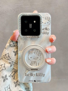 Protective Phone Case with Stand Magnetic Absorption Cute Kitty Design for Xiaomi 15 pro 14 Ultra 360 Rotating Silicone Shell