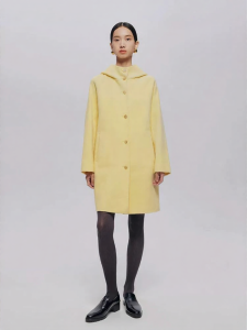 URLAZH | Simple Stylish Pale Yellow Wool Hooded Leisure Coat