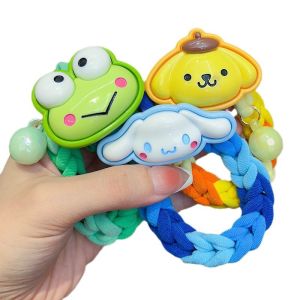 Sanrio ห่วงมัดผมเด็กแถบคาดศีรษะเชือกชุดบำรุงผมเสียหลากสีทอมัดผมยางรัดผมหางม้าสูงผมของเด็กหญิงตัวเล็กๆไม่เสียหาย