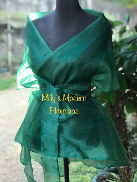 Milly's Modern Filipiniana wrap around/ Most green plain / Best Seller  medium up to 2xl maria clara outfit Ethnic Round-Neck 3/4 Sleeve - Lazada |  Lazada PH