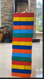 Colourful Wooden Blocks Stacking Balancing Game Tower Tumbling Board with Dice / Permainan Blok Kayu