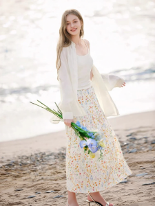 XIANGYING | White Tencel Ribbon Lightweight Shirt