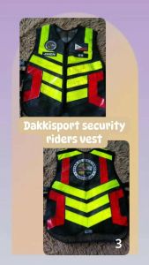 Dakki sport security riders vest reflective yellow and red design