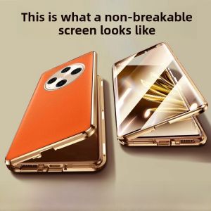 Oppo Find X8 pro New Leather Protective Case Full Cover Drop Resistance Double Flip Magnetic Absorption Transparent Mens Style