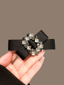 Elegant Embroidered Butterfly Knot Hair Clip Fashionable Spring Tail Hair Clip Diamond Simulated High-End Hair Accessories