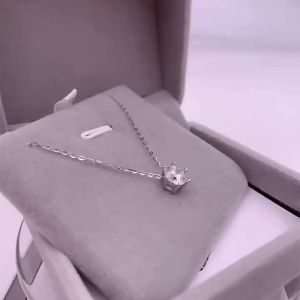 JoyceJelly 1CT VVS D Moissanite Necklace For Women Six Prong Simulated Diamond Pendant 925 Sterling Silver Wedding Fine Jewelry