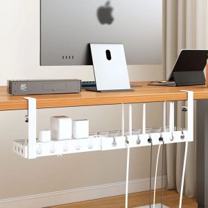 Extendable Under Desk Cable Management No Drilling Metal Cable Tray Space Saving Multipurpose Household Hanging Organizer Shelf