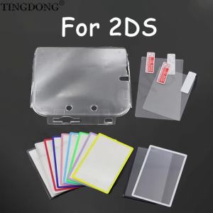 1Set For 2DS Crystal Clear Hard Shell Case + Upper Lower Screen Protector Film + Plastic Lens Cover High Cost Performance