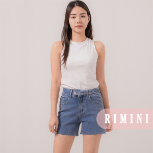 RIMINI - Celana Jeans Pendek Wanita Haighwaist Strap Unfinished Size 26-33 - Lacey Short 5144