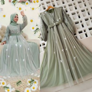 GAMIS TANIA KUPU SIZE M L XL WARNA HIJAU MINT / GAMIS WANITA TERBARU / GAUN WISUDA / BRIDESMAIDS / BAJU KONDANGAN