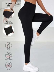 Quần Legging Nữ Siêu Mềm Có Độ Đàn Hồi Cao Không Lộ Xuyên Thấu Khi Tập Luyện Yoga Chạy Bộ Thể Thao Dài Đến Mắt Cá Chân Màu Trơn Thể Thao