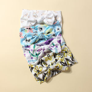 New 4-color Set Baby Printed Bow Headband Girls Soft Comfortable Hair Accessories Elastic Baby Headscarf