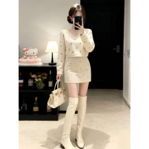 SENWA | Elegant French Style Knit Dress Set Fall Winter