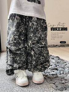 Cool Leopard Print Pants for Boys Spring New Style Fashionable Korean Version Baby Personality Long Trousers Children Workwear