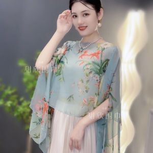 [Flowers Series] Elegant Elegance Summer Loose Slimming Batwing Sleeves Shawl Vacation Photo Sweet Scarf Fashion