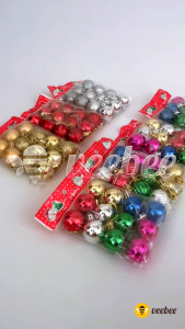 Bola Natal Polos (V48) Mix Warna (V47) 3cm Isi 12pcs | Hiasan Pohon Natal | Dekorasi Bola Christmas Warna Meriah