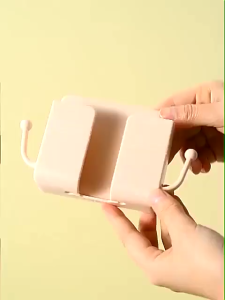 2pcs 收纳盒Wall Charger Storage Box Wall Mounted Phone Holder Hanging Cable Multipurpose Nail Free Charge Pemegang Telefon