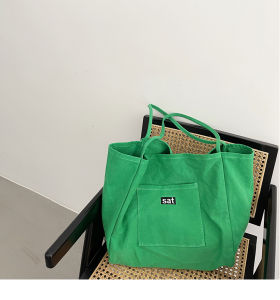 Korean Style Pure Color Womens Tote Bag Large Capacity Embroidered Canvas Shoulder Bag Floral Print Handbag Fashionable 2023