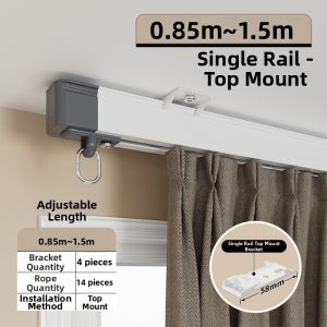 S.F Marceau | Quiet Drill-Free Single and Double Track Easy-Install Extendable Curtain Rail