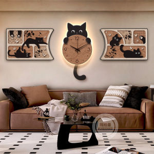 RUIBAHAO | Vintage Style French Cat Wall Art Clock