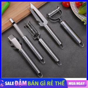 Bộ Dao Bào 5 Món - Dụng Cụ Bào Rau Củ Quả Đa Năng Gọt Vỏ Bào Sợi Nạo Thái Lát  Tách Hạt  Khui Nắp Chai Bằng INOX Bền Bỉ - Gọt Siêu Ngọt - Đa Chức Năng