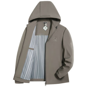 Yaloo Mens Hooded Jacket Spring 2024 Casual Windproof Outdoor Sports Top Polyester Fiber Standard Fit Short Length