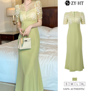 ZYHT EraVogue Womens Dresses Green Dresses Crimptail Dresses Lace Dresses Work Dresses High-class Dresses Vintage Dresses Event Dresses Party Dresses Evening Dresses 21253