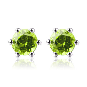 LINGFEI | Elegant Luxe Natural Olivine S925 Silver Stud Earrings