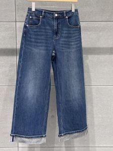 Spring New Arrival Womens Wide Leg Jeans Cuffed Vintage Versatile Straight Cut Denim High Waist Casual High Elasticity
