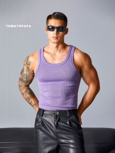 TOMATOPAPA | Summer Round Neck Fashionable High Elasticity Thick Knitted Gym Tank Top