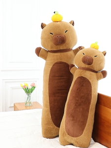 Cute Capybara Long Plushie Pillow Orange Plush Toy Doll Stuffed Toy Baby Pillow