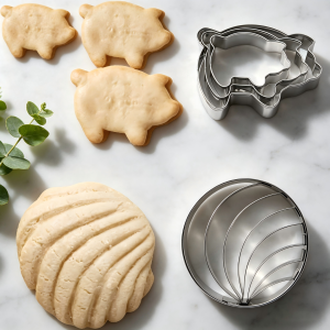 4PCS Mexican Bread Mold Set Food-Grade Stainless Steel Nonstick 3 Sizes Pig Concha Stamp for Cookie Pastry DIY Home Baking Tools