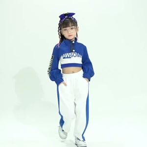 Trang phục nhảy jazz cho bé gái trang phục biểu diễn nhảy hip-hop đường phố cho trẻ em áo crop top cho bé gái phong cách cá tính jazz Bộ Dài Tay 3.10