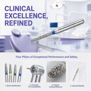 10pcs/Pack Dental Diamond Burs Drill for High Speed Handpiece Dentist Burs FG Series Dia 1.6mm High Quality Polishing Drill