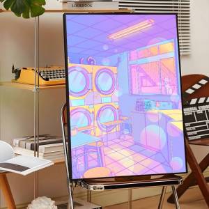 Scenery 5D DIY Square&Round Diamond Neon City Street Vaporwave Painting Set Mosaic Art Home Decoration Gift Frameless