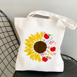 Dung Tích Lớn Rainbow Giáo Viên Đồ Họa Túi Tote Thân Thiện Với Môi Trường Vải Đeo Vai Túi Xách Cho Nữ Shop Harajuku Phong Cách