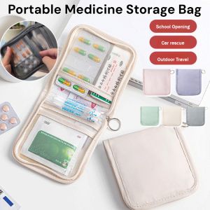 [Travel Essential] Portable Medicine Storage Bag Foldable Large Opening with Zip Sort First Aid Kit Waterproof Emergency Organizer