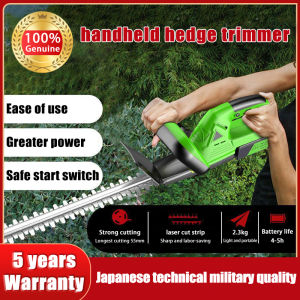 Cordless Hedge Trimmer 21V with Battery Electric Shrub Grass Trimmer Pruning Saw Garden Electric Hedge Trimmer Portable Hedge Lawn Mowers Garden Tools High power 1880W easily cuts 2.5cm branches