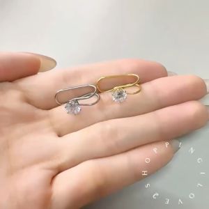🇲🇾D44 Stainless steel fake piercing ear clip U-shaped crystal zircon ear bone clip earrings earrings不锈钢假穿刺耳夹U型水晶锆石耳骨夹 耳饰