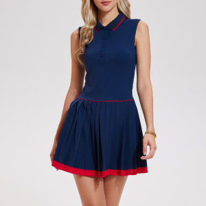 Colorful Polo Neck Tennis Dress Quick Drying Mini Skirt